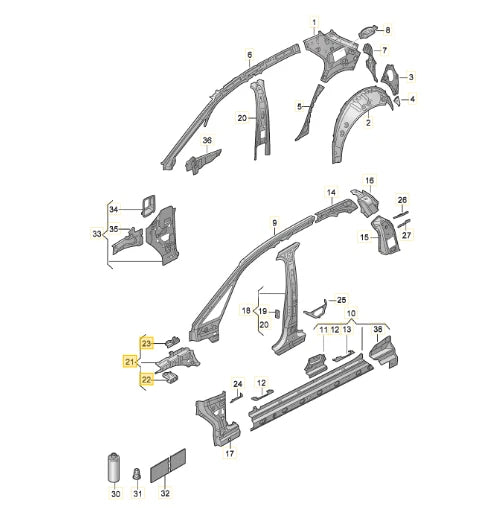 NEW VOLKSWAGEN ID.3 E11 RIGHT UPPER SIDE MEMBER 10A810136