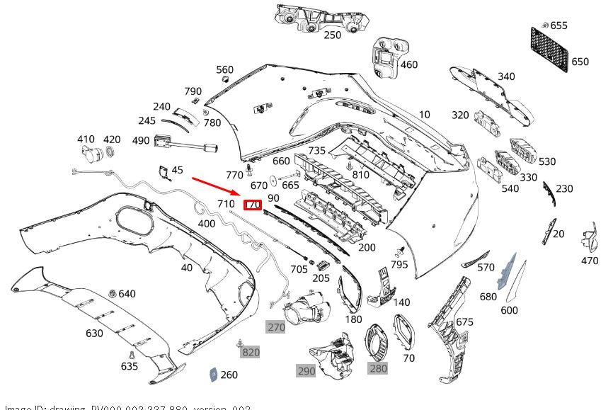 NEW MERCEDES-BENZ CLA C118 REAR BUMPER CENTER TRIM STRIP A118885200264 ORIGINAL