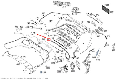 NEW MERCEDES-BENZ CLA C118 REAR BUMPER CENTER TRIM STRIP A118885200264 ORIGINAL