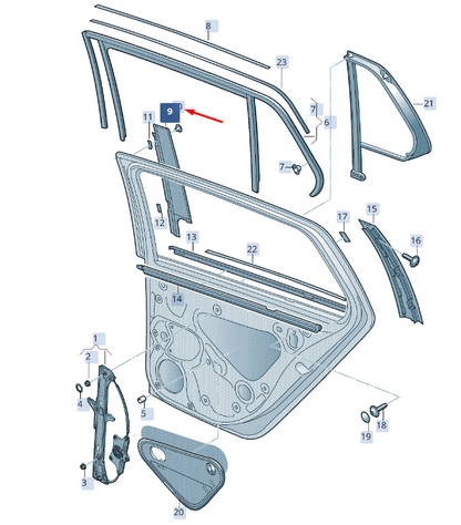 new skoda superb mk3 rear right door b-pillar trim 3v0839902 original