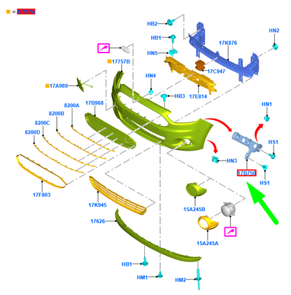 new ford ka mk3 front right bumper mounting bracket 2120957 original