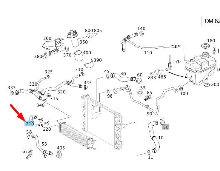 NEW MERCEDES-BENZ E W211 RADIATOR TO WATER PUMP HOSE A2115013182 ORIGINAL