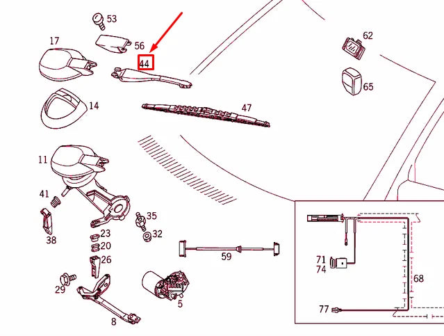 NEW MERCEDES-BENZ E W210 WINDSHIELD WIPER ARM A2108200144 ORIGINAL