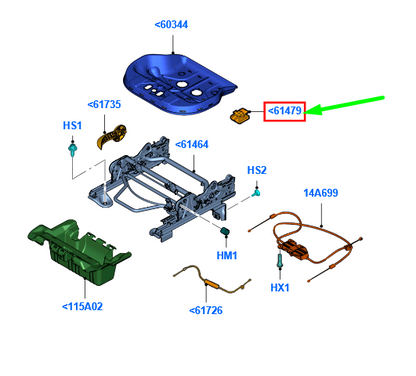 new ford ka mk2 front seat base special clip 9s51-613f60-aa 1560902 original