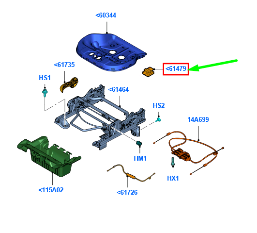 new ford ka mk2 front seat base special clip 9s51-613f60-aa 1560902 original