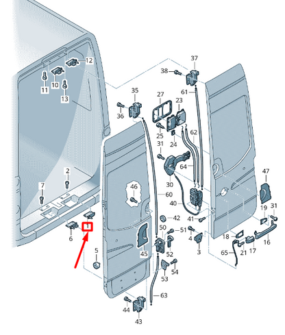 NEW VW CRAFTER 2F MK1 REAR RIGHT BACK DOOR MOUNTING BLOCK 2E1829733 ORIGINAL