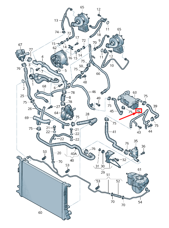 new audi a8 4h rear left engine coolant pipe 4h0121400ah original