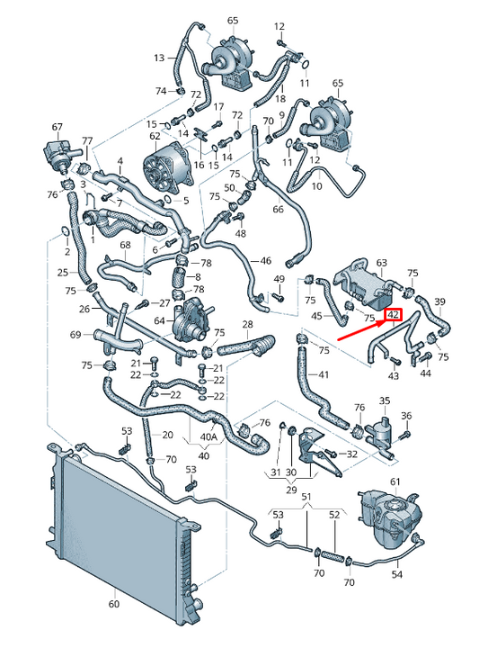 new audi a8 4h rear left engine coolant pipe 4h0121400ah original