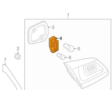 NEW VW TOUAREG 7P REAR RIGHT INNER TAILLIGHT BULB CARRIER 7P6945260 ORIGINAL
