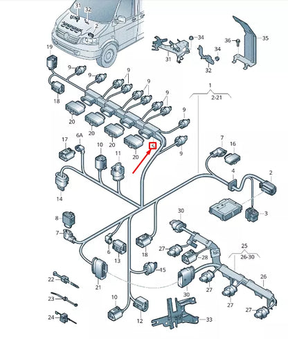 NEW VW TRANSPORTER VI T6 INJECTOR WIRING HARNESS CABLE GUIDE 06J971824D