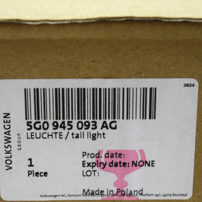 NEW VOLKSWAGEN GOLF MK7 5G REAR LEFT LED INNER TAILLIGHT LHD 5G0945093AG