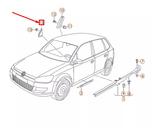 NEW VW POLO MK5 6R FRONT LEFT DOOR MIRROR TRIANGLE COVER 6R0853273A9B9 ORIGINAL