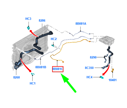 new ford focus mk3 c346 overflow container hose 8v61-8k012-ec 1741682 original
