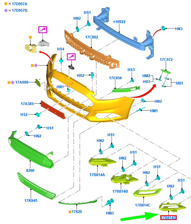 new ford mondeo mk5 front bumper left grille ds7j-19953-cb 2048981 original