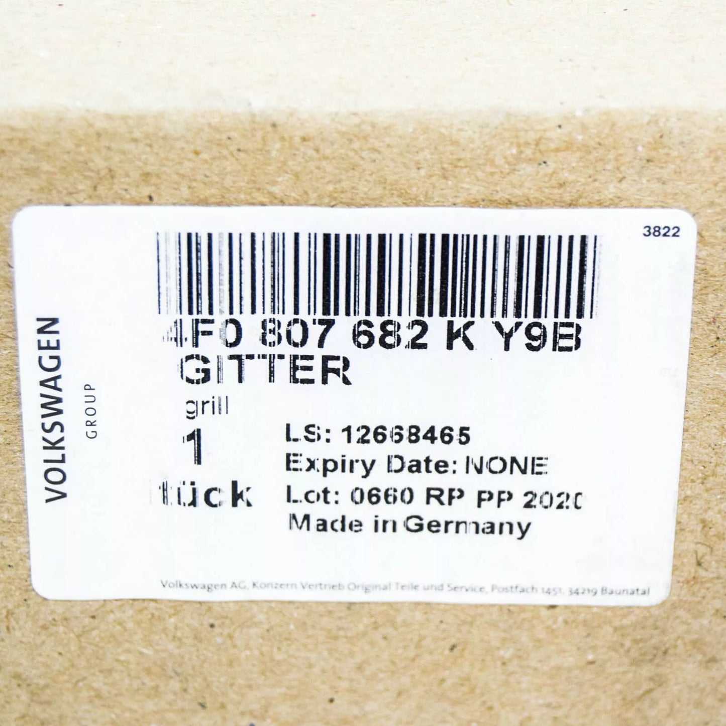 NEW AUDI RS6 C6 RIGHT FOG LIGHT GRILLE 4F0807682KY9B 4F0807682K Y9B