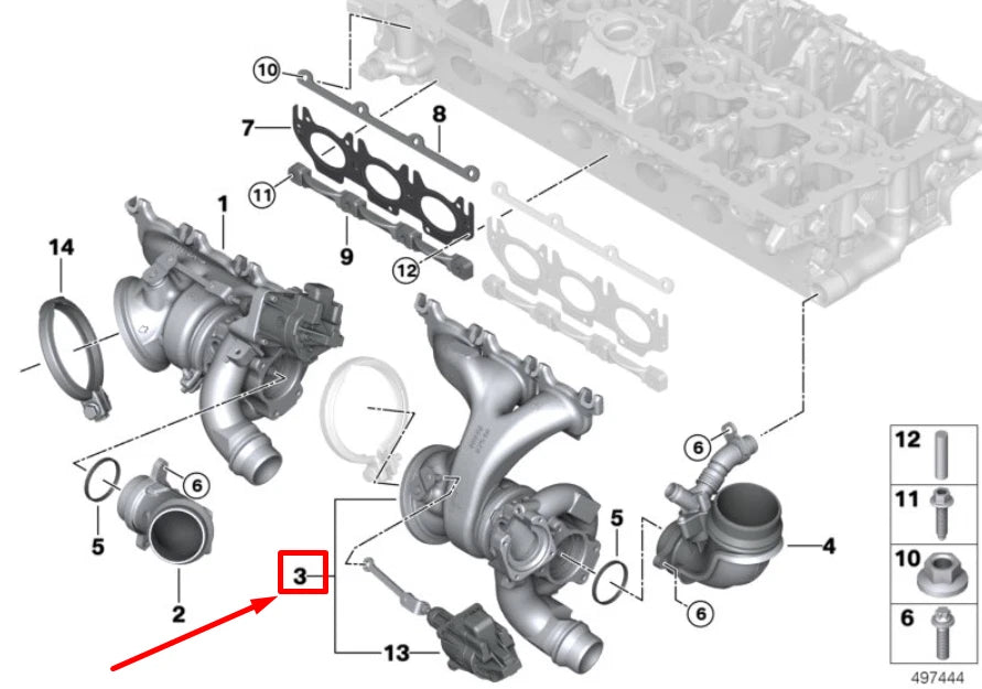 NEW BMW X3 F97 TURBOCHARGER ADAPTER 11658091579 8091579 ORIGINAL