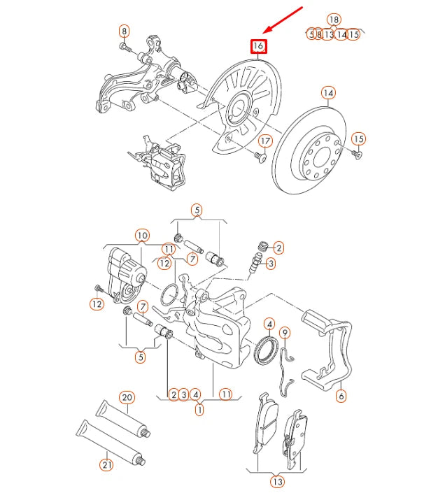 NEW AUDI A3 8V REAR LEFT BRAKE DISC PROTECTION COVER PLATE 5Q0615611F ORIGINAL