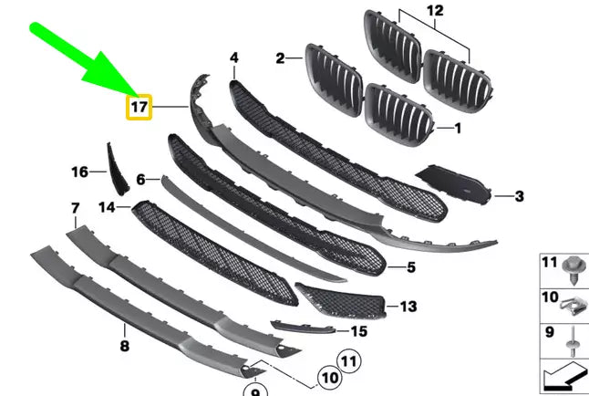 NEW BMW X1 E84 FRONT BUMPER AIR DUCT TRIM COVER 51117374101 7374101 ORIGINAL