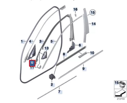 NEW BMW 5 F10 OUTER LEFT MIRROR TRIANGLE SEAL 51337329753 7329753 ORIGINAL