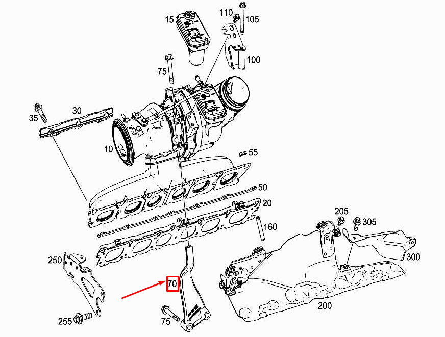new mercedes-benz cls c257 turbocharger support a2560960000 original