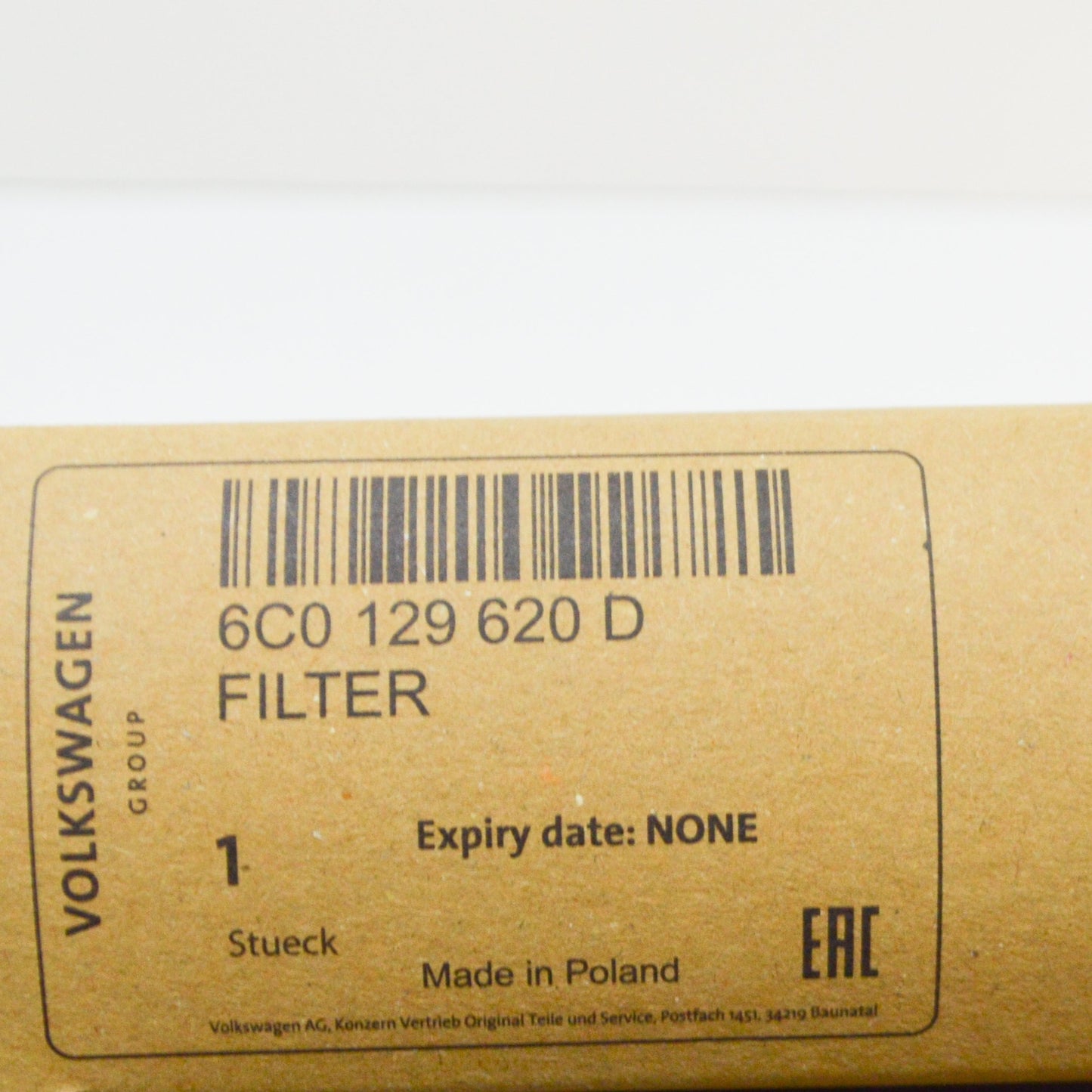 NEW AUDI A1 8X AIR FILTER ELEMENT 6C0129620D ORIGINAL