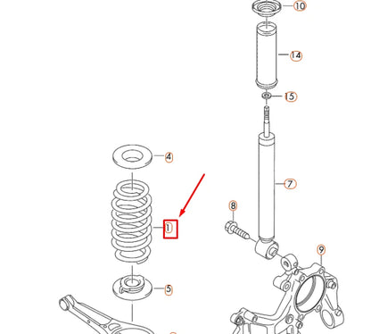 NEW AUDI TT 8J REAR COIL SPRING 8J0511115BE ORIGINAL