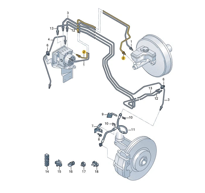 NEW VOLKSWAGEN TIGUAN AD BRAKE LINE PIPE 5QN614740B 2018 ORIGINAL