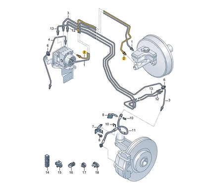 NEW VOLKSWAGEN TIGUAN AD BRAKE LINE PIPE 5QN614740B 2018 ORIGINAL