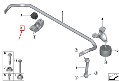 new bmw 5 touring g31 rear right stabilizer bar bracket 33556885789 original