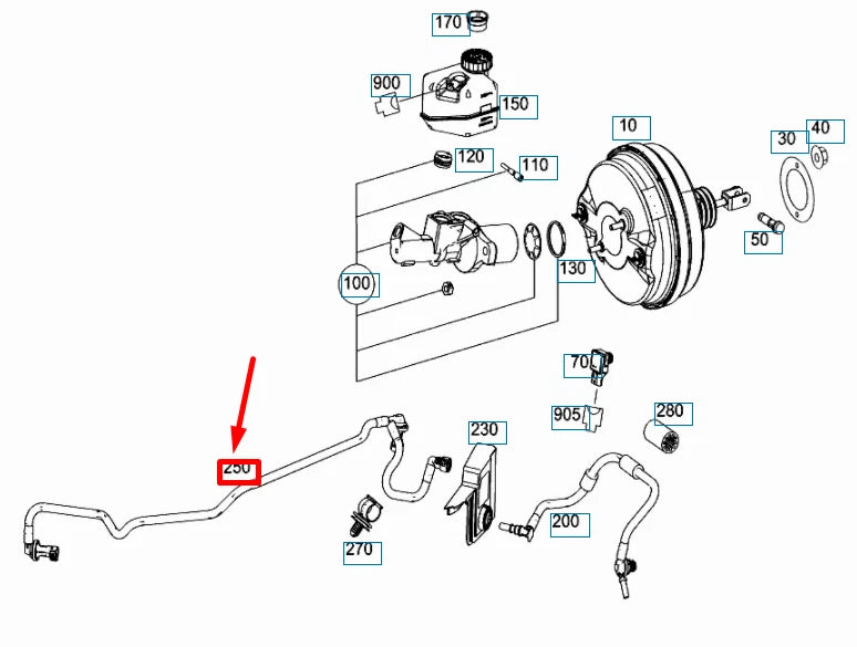 NEW MB S W222 BRAKE BOOSTER ENGINE CONNECTING POINT LINE LHD A2224301429