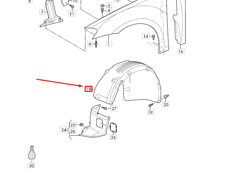 NEW VW GOLF MK7 FRONT RIGHT WHEEL HOUSING LINER 5G0805970L ORIGINAL
