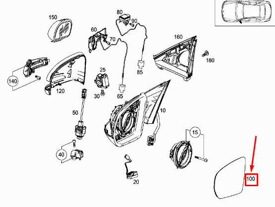 NEW MERCEDES-BENZ C W205 FRONT LEFT DOOR MIRROR GLASS RHD A0998102516 ORIGINAL