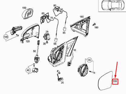 NEW MERCEDES-BENZ C W205 FRONT LEFT DOOR MIRROR GLASS RHD A0998102516 ORIGINAL