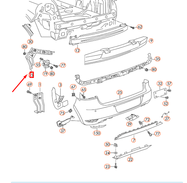 NEW VOLKSWAGEN GOLF MK6 REAR BUMPER RIGHT GUIDE PROFILE 5K6807394C ORIGINAL