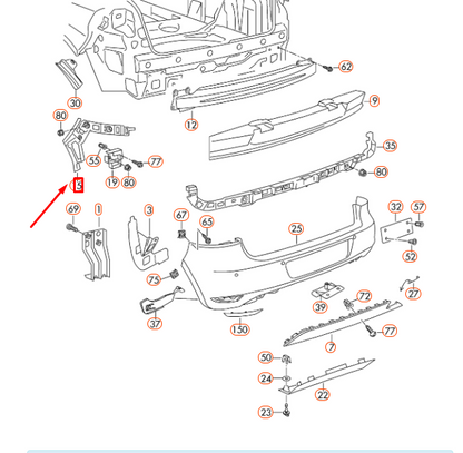 NEW VOLKSWAGEN GOLF MK6 REAR BUMPER RIGHT GUIDE PROFILE 5K6807394C ORIGINAL
