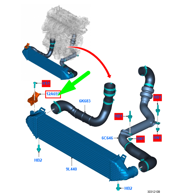 new ford focus mk3 c346 charge air temperature sensor 1689133 original