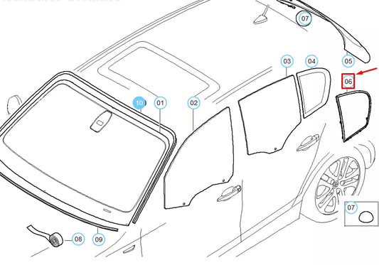 NEW BMW 1 E87 SEAL REAR RIGHT SIDE WINDOW 51357119456 ORIGINAL