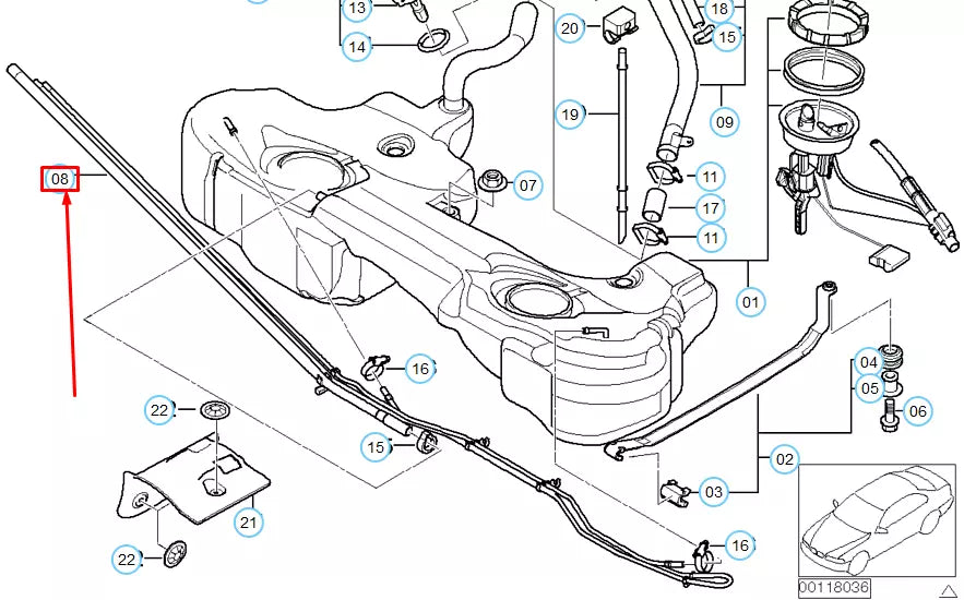 NEW BMW 3 E46 FUEL TANK VENT PIPE 16117176552 7176552 ORIGINAL