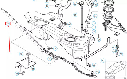 NEW BMW 3 E46 FUEL TANK VENT PIPE 16117176552 7176552 ORIGINAL