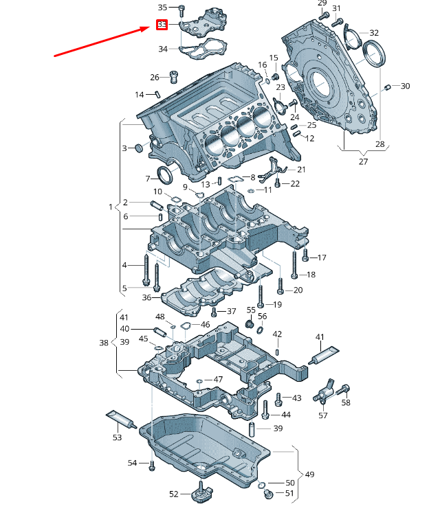 NEW VW TOUAREG 7P MK2 CRANKCASE HOUSING COVER 079103525T ORIGINAL