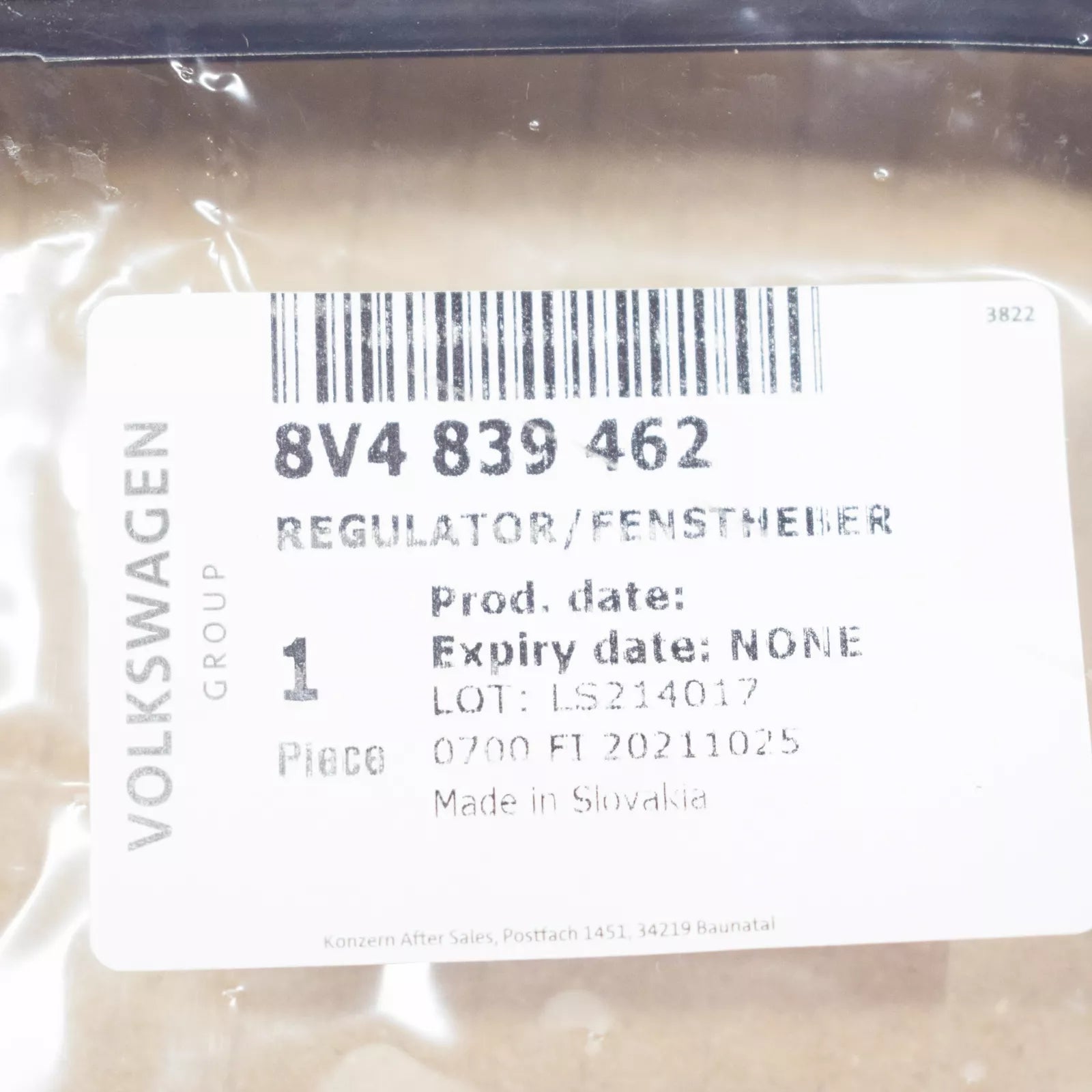 NEW AUDI A3 8V REAR RIGHT DOOR WINDOW REGULATOR 8V4839462