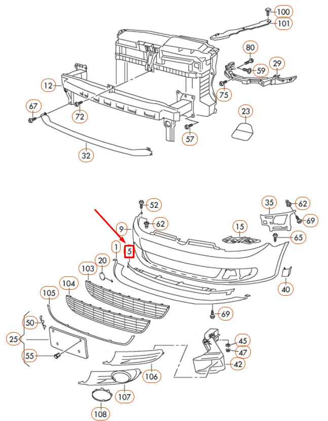 NEW VOLKSWAGEN GOLF 5K MK6 FRONT BUMPER SPOILER RETAINER 5K0805915B9B9 ORIGINAL
