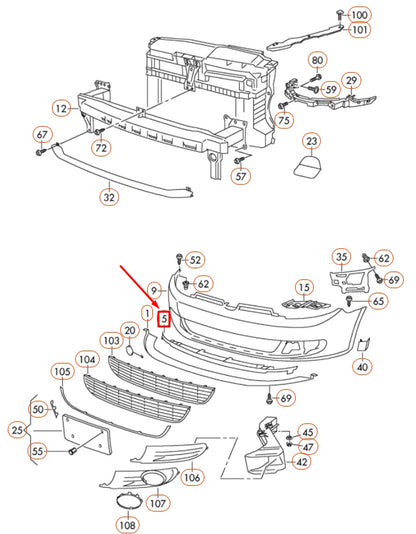 NEW VOLKSWAGEN GOLF 5K MK6 FRONT BUMPER SPOILER RETAINER 5K0805915B9B9 ORIGINAL