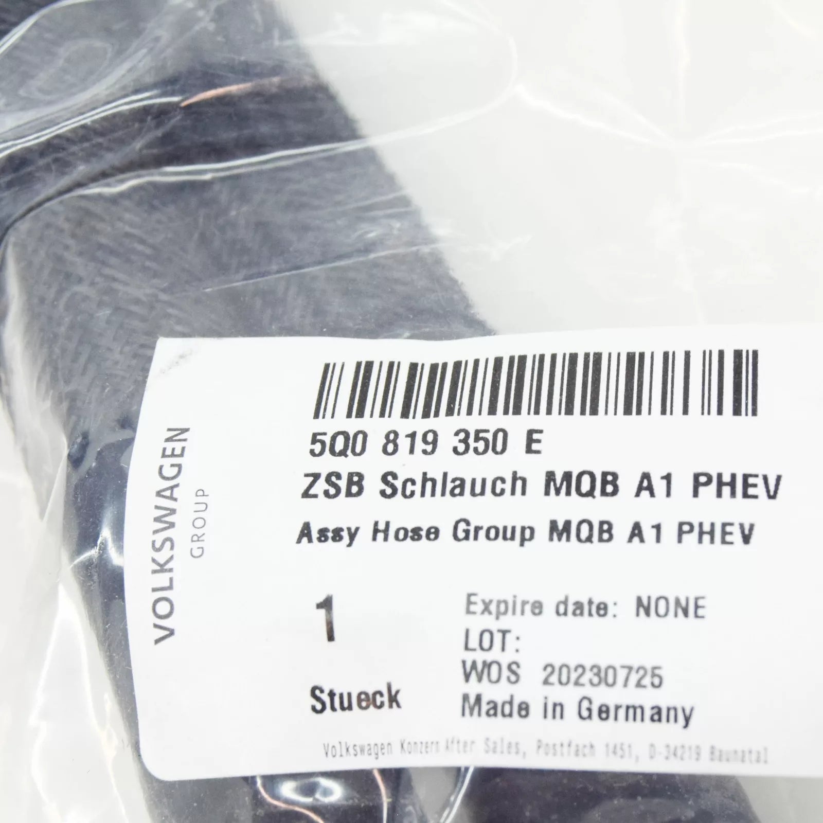 NEW VW GOLF VII 5G MK7 AUXILIARY HEATER COOLANT HOSE 5Q0819350E ORIGINAL