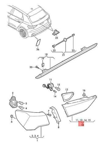 new audi a1 sportback gb rear right tailgate taillight 82a945076a original