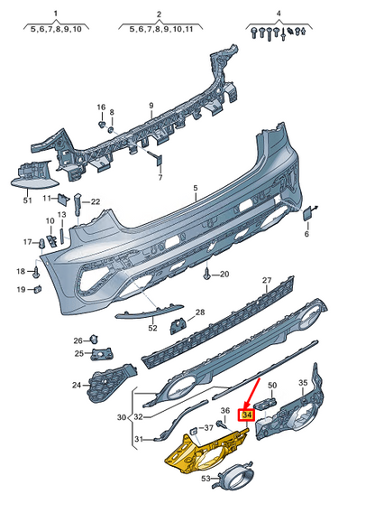 new audi a3 sportback 8y rear left bumper closing element 8y0807363 original