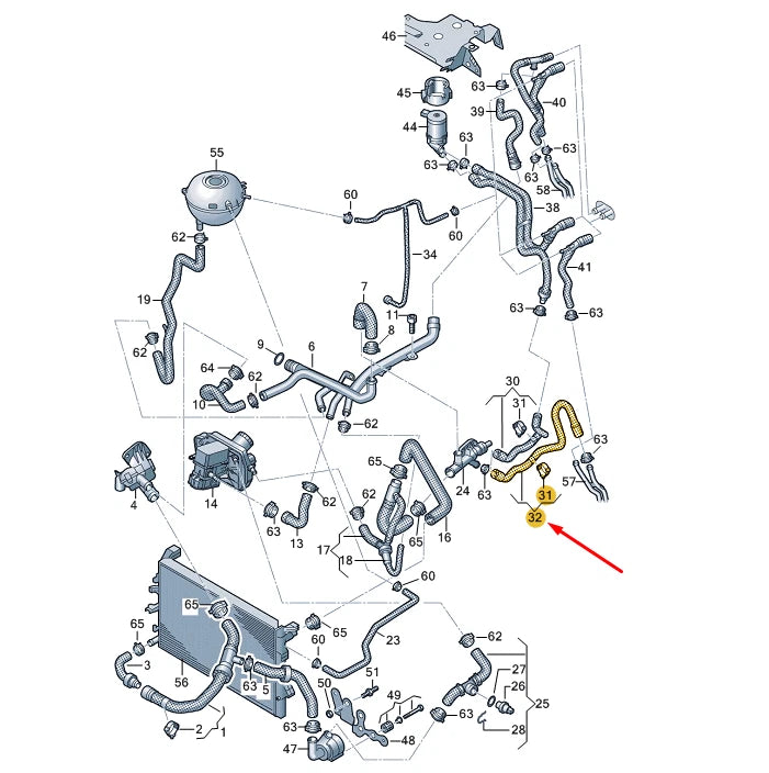 NEW VW TRANSPORTER VI T6 COOLANT HOSE 7E0121157A