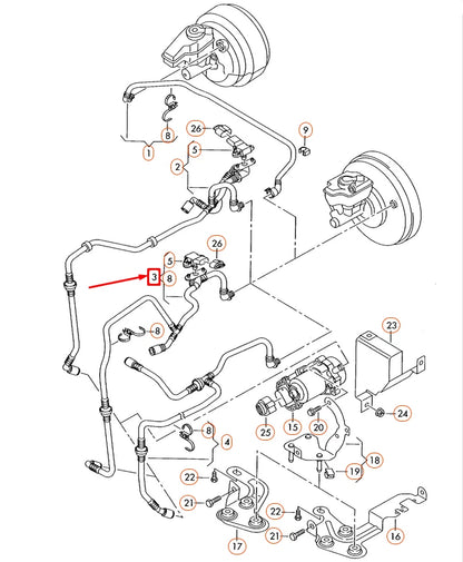 NEW AUDI A3 SPORTBACK 8P VACUUM PIPE WITH NON-RETURN VALVE 1K0612041CS ORIGINAL
