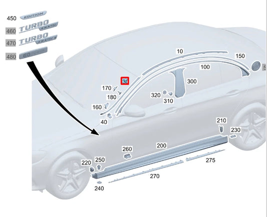 NEW MB CLA COUPE C118 WINDSHIELD LEFT VERTICAL TRIM A1186904900 ORIGINAL