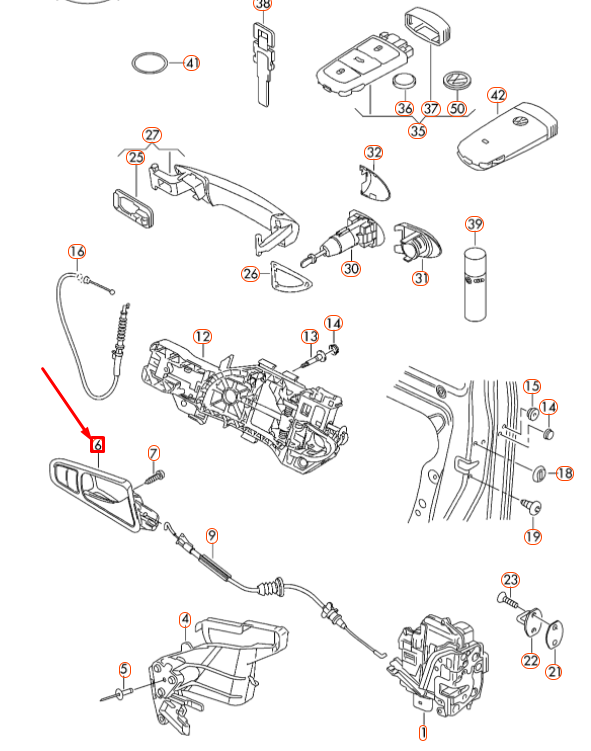 NEW VW PASSAT B6 FRONT RIGHT DOOR INNER ACTUATOR RHD 3C2837114DZNX ORIGINAL